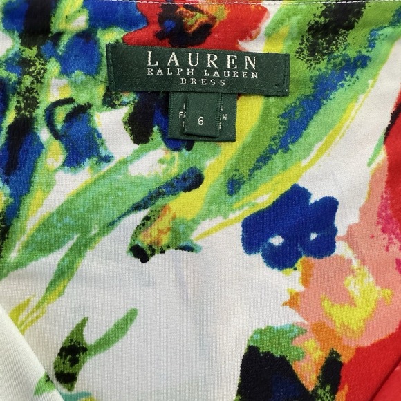 Ralph Lauren Colorful Floral Faux Wrap Stretch Sleeveless Sheath Dress Size 6 - Picture 9 of 11